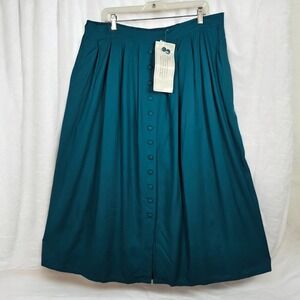 Vintage Maggie Lawrence Collection Midi Skirt Woman Plus Size 22/24W Teal NWT